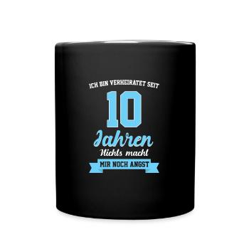 Hochzeit 10 Jahre verheiraten Braut Geschenk - Tasse einfarbig - Schwarz - Vorne