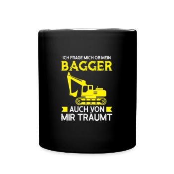Baggerfahrer Bagger Bagger fahren Geschenk - Tasse einfarbig - Schwarz - Vorne