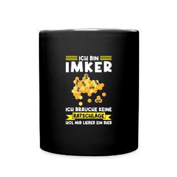 Imker Bier Bienen Geschenk - Tasse einfarbig - Schwarz - Vorne