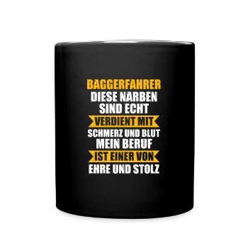 Baggerfahrer Job Bagger Geschenk - Tasse einfarbig - Schwarz - Vorne