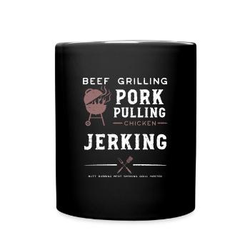 Bœuf Grillant Porc Tirant Poussin... - Mug uni - noir - Devant