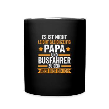 Busfahrer Papa Bus Geschenk - Tasse einfarbig - Schwarz - Vorne