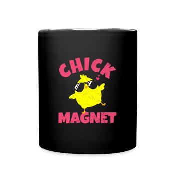 Chick Magnet Küken mit Sonnenbrille Beliebt Lustig - Tasse einfarbig - Schwarz - Vorne