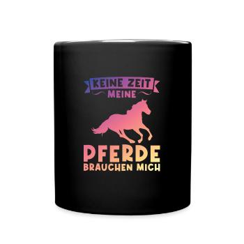 Reiten Pferd Reiter Geschenk - Tasse einfarbig - Schwarz - Vorne