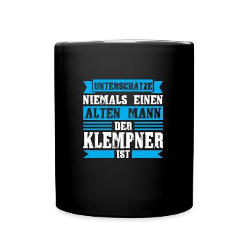 Klempner Beruf Installateur Geschenk - Tasse einfarbig - Schwarz - Vorne