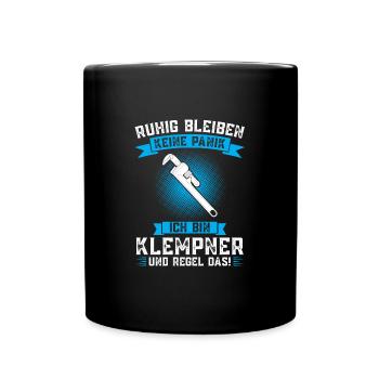 Klempner Beruf Installateur Geschenk - Tasse einfarbig - Schwarz - Vorne