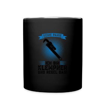 Klempner Beruf Installateur Geschenk - Tasse einfarbig - Schwarz - Vorne