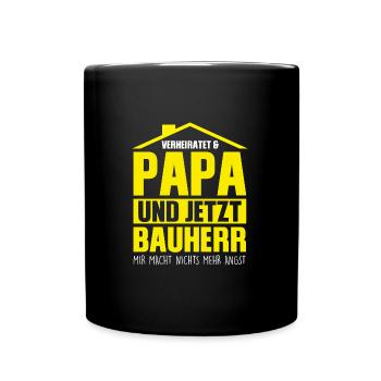 Bauherr Papa Eigenheim Geschenk - Tasse einfarbig - Schwarz - Vorne