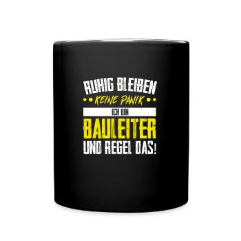 Bauleiter Bauaufsicht Bauarbeiter Geschenk - Tasse einfarbig - Schwarz - Vorne