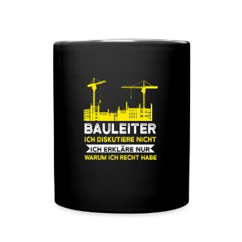 Bauleiter Bauaufsicht Bauleitung Geschenk - Tasse einfarbig - Schwarz - Vorne