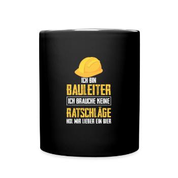 Bauleiter Bier Bauarbeiter Geschenk - Tasse einfarbig - Schwarz - Vorne