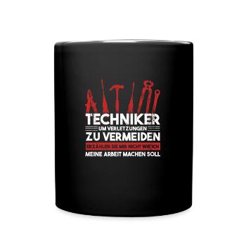 Techniker Beruf Fachmann Technik Geschenk - Tasse einfarbig - Schwarz - Vorne