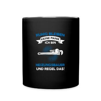 Heizungsbauer Beruf Heizungsbau Geschenk - Tasse einfarbig - Schwarz - Vorne