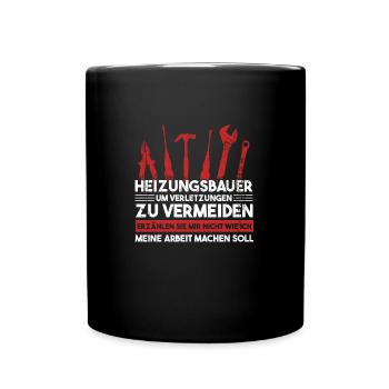 Heizungsbauer Beruf Heizung Geschenk - Tasse einfarbig - Schwarz - Vorne