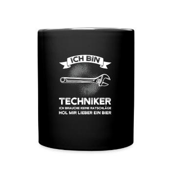 Techniker Bier Technik Geschenk - Tasse einfarbig - Schwarz - Vorne