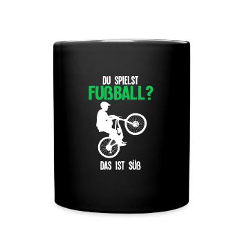 Mountainbike Rennen Mountainbiker Geschenk - Tasse einfarbig - Schwarz - Vorne