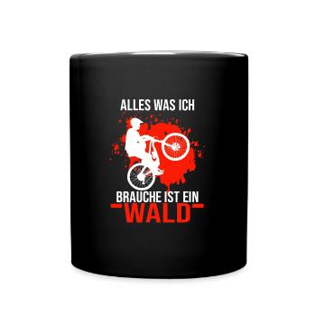 Mountainbike Rennen Rennräder Geschenk - Tasse einfarbig - Schwarz - Vorne