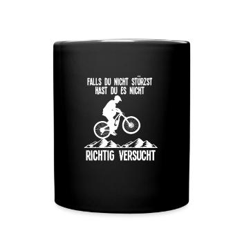 Mountainbike Rennen Radsport Geschenk - Tasse einfarbig - Schwarz - Vorne