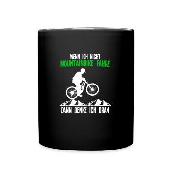 Mountainbike Rennen Radfahrer Geschenk - Tasse einfarbig - Schwarz - Vorne
