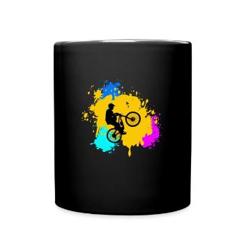 Mountainbike Rennen Radrennen Geschenk - Tasse einfarbig - Schwarz - Vorne