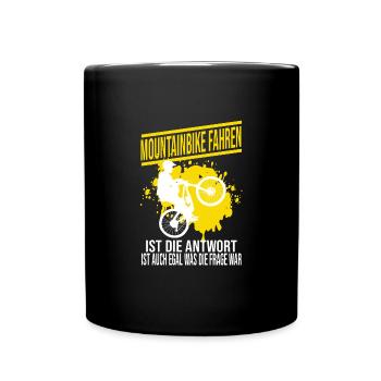 Mountainbike Rennen Radsport Geschenk - Tasse einfarbig - Schwarz - Vorne