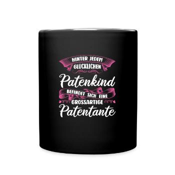 Patentante Taufe Patentanten Geschenk - Tasse einfarbig - Schwarz - Vorne