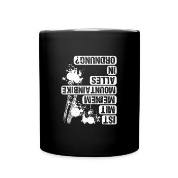 Mountainbike Downhill Rennradfahrer Geschenk - Tasse einfarbig - Schwarz - Vorne