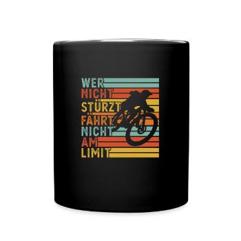 Mountainbike Downhill Radrennen Geschenk - Tasse einfarbig - Schwarz - Vorne