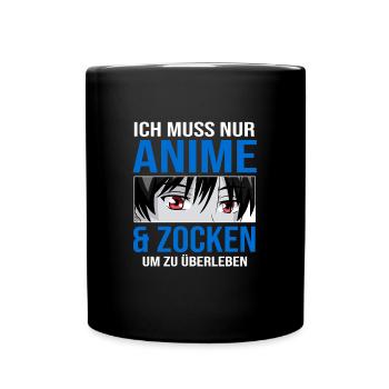 Anime Boy Merch Japanisch Geschenk - Tasse einfarbig - Schwarz - Vorne