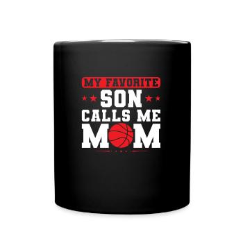 Basketball Mama Sohn Basketball Mama Sport Geschen - Tasse einfarbig - Schwarz - Vorne