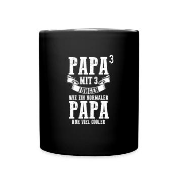 Papa 3 Söhne Papa von 3 Söhnen Geschenk - Tasse einfarbig - Schwarz - Vorne