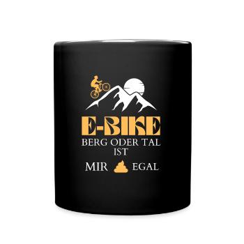 E-Bike Fahrrad Spruch Geschenk - Tasse einfarbig - Schwarz - Vorne
