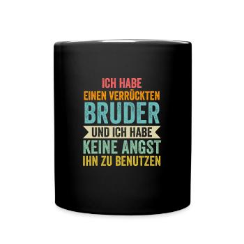 Bruder Schwester Geschwister Geschenk - Tasse einfarbig - Schwarz - Vorne