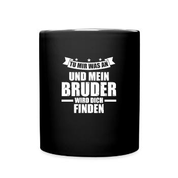 Schwester Bruder Brüder Geschenk - Tasse einfarbig - Schwarz - Vorne