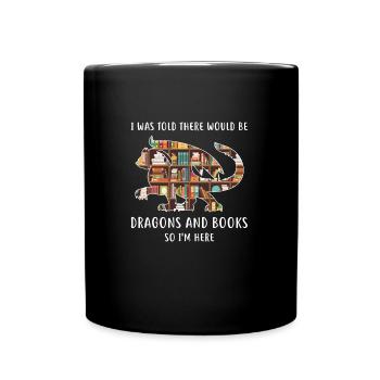 Drache Drache und Buch Drachenliebhaber Geschenk - Tasse einfarbig - Schwarz - Vorne