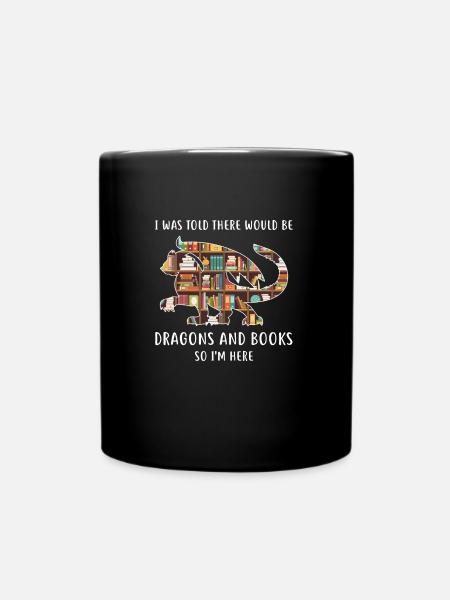 Drache Drache und Buch Drachenliebhaber Geschenk - Tasse einfarbig - Schwarz