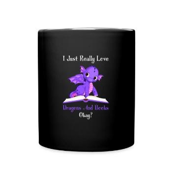 Drache Drache und Buch Drachenliebhaber Geschenk - Tasse einfarbig - Schwarz - Vorne