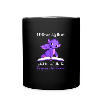 Drache Drache und Buch Drachenliebhaber Geschenk - Tasse einfarbig - Schwarz - Vorne