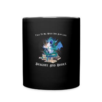 Drache Drache und Buch Drachenliebhaber Geschenk - Tasse einfarbig - Schwarz - Vorne
