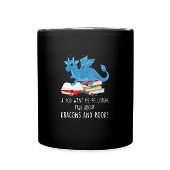Drache Drache und Buch Drachenliebhaber Geschenk - Tasse einfarbig - Schwarz - Vorne