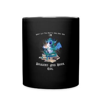 Drache Drache und Buch Drachenliebhaber Geschenk - Tasse einfarbig - Schwarz - Vorne