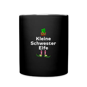 Kleine Schwester Elfe Geschwister Geschenk - Tasse einfarbig - Schwarz - Vorne
