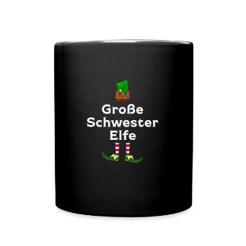 Große Schwester Elfe Geschwister Geschenk - Tasse einfarbig - Schwarz - Vorne