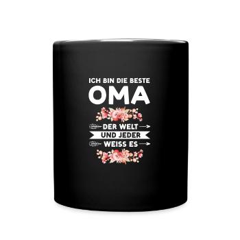 Oma Großmutter Enkelkinder Geschenk - Tasse einfarbig - Schwarz - Vorne