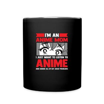 anime merch Anime anime mom Geschenk - Tasse einfarbig - Schwarz - Vorne