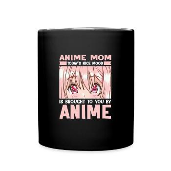 anime merch Anime anime mom Geschenk - Tasse einfarbig - Schwarz - Vorne