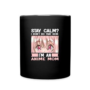 anime merch Anime anime mom Geschenk - Tasse einfarbig - Schwarz - Vorne