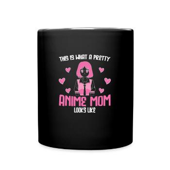 anime merch Anime anime mom Geschenk - Tasse einfarbig - Schwarz - Vorne