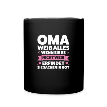 Oma Großmutter Omas Geschenk - Tasse einfarbig - Schwarz - Vorne