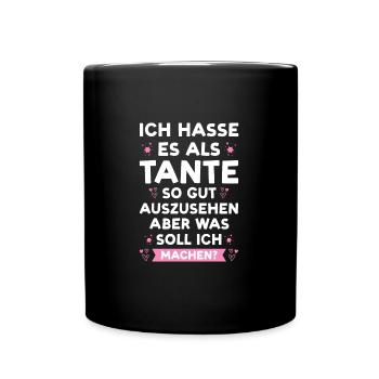 Tante Familie Lieblingstante Geschenk - Tasse einfarbig - Schwarz - Vorne
